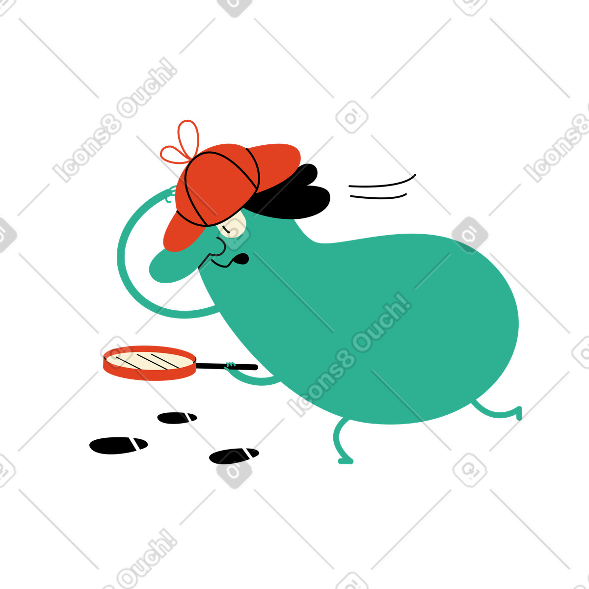 Ilustración Detective con lupa sigue los pasos en estilo Jelly a descargar en PNG y SVG