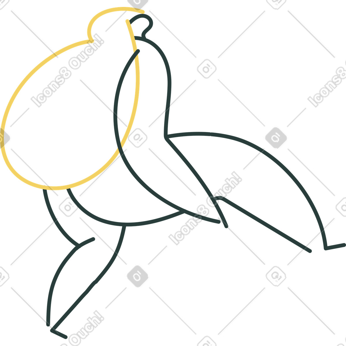 Girl walking illustration in Macaroni style download in PNG, SVG
