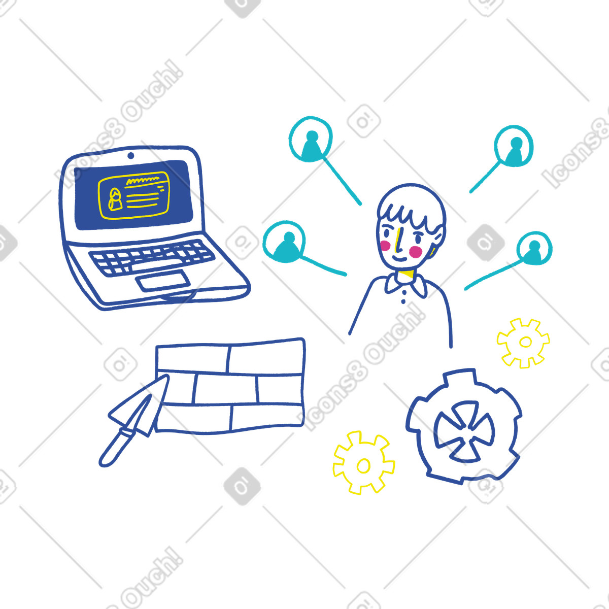 Man building an effective company structure illustration in PNG, SVG