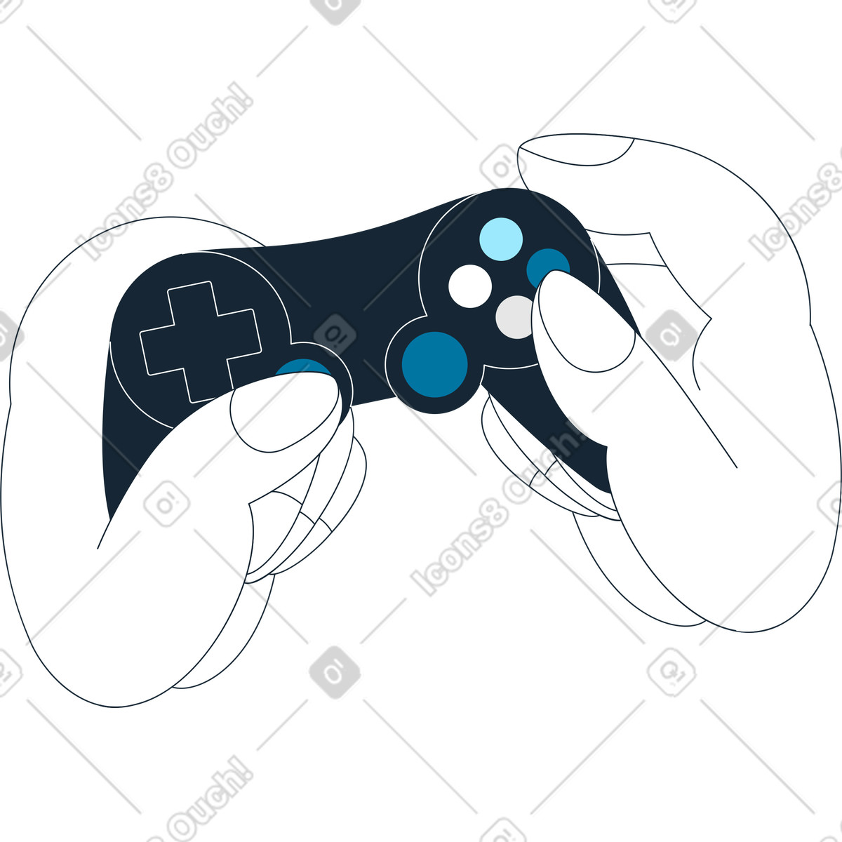 Mani e controller di gioco illustrazione in stile Indigo scarica in PNG, SVG