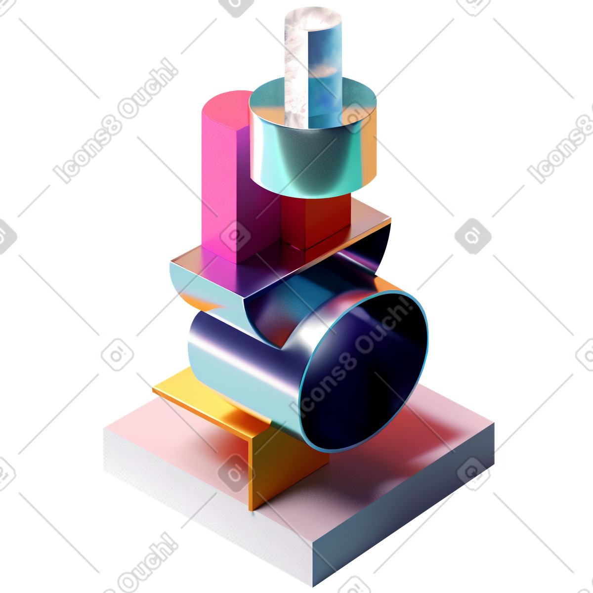 Ilustração de Pilha formas abstratas metal em no estilo 3D Construction para baixar em PNG, SVG