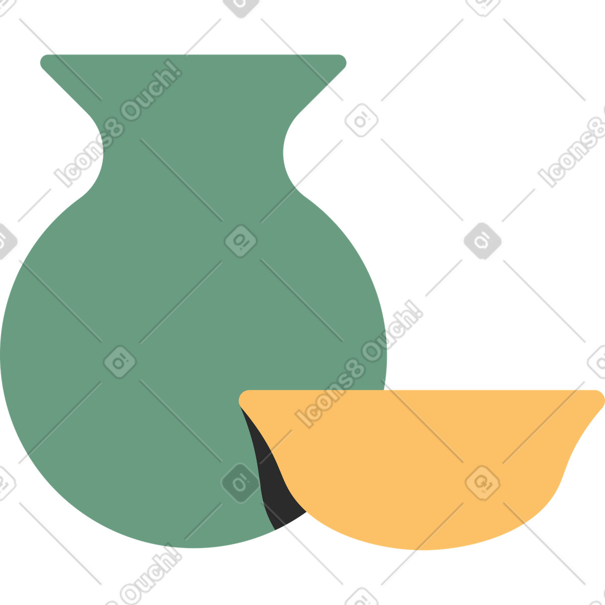 Ilustración Clay jug and plate en estilo Marginalia a descargar en PNG y SVG