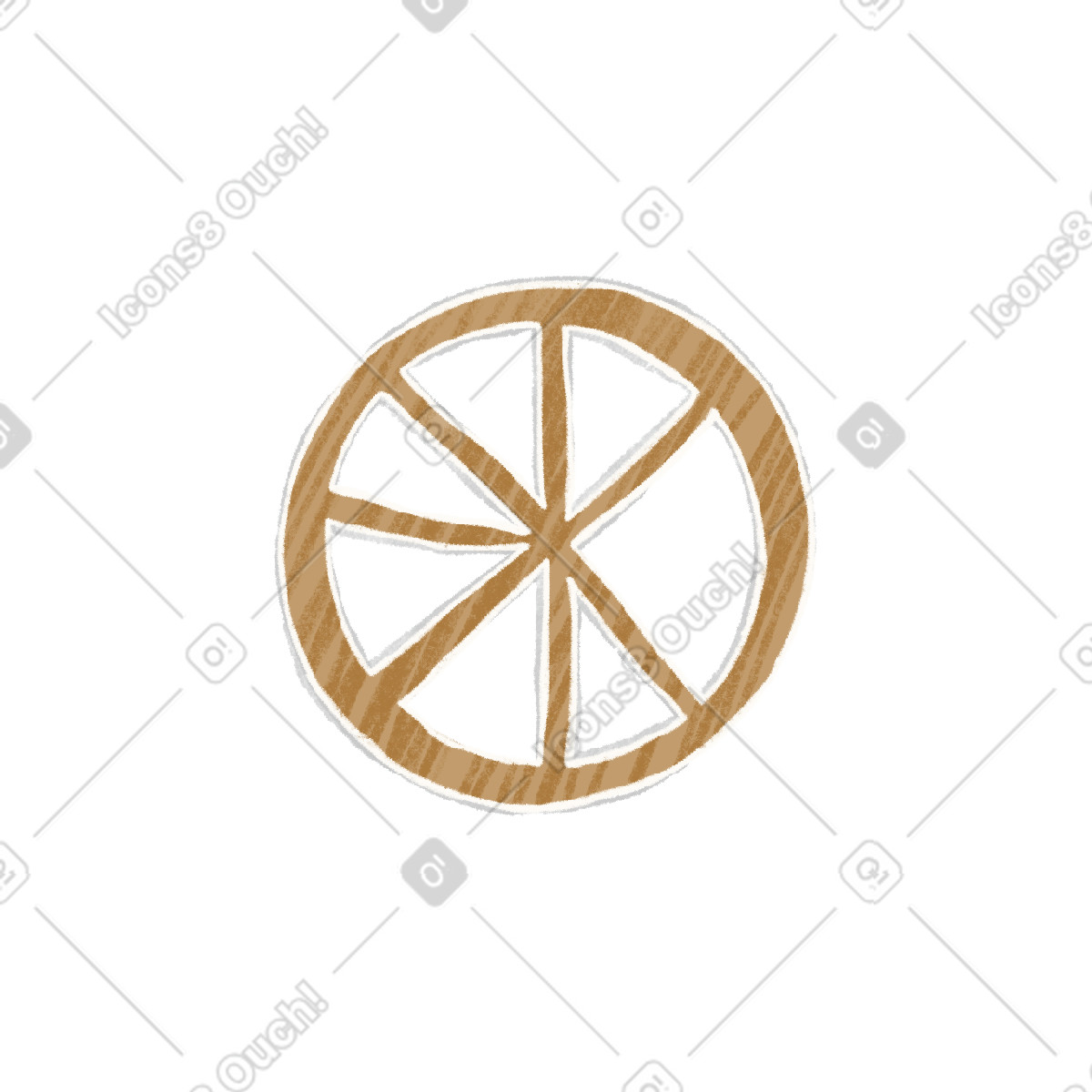 Brown wooden wheel illustration in Crafty style download in PNG, SVG