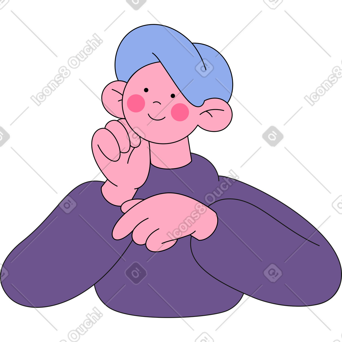 Illustration Jeune homme souriant dans un pull le style Bloom à télécharger aux formats PNG, SVG