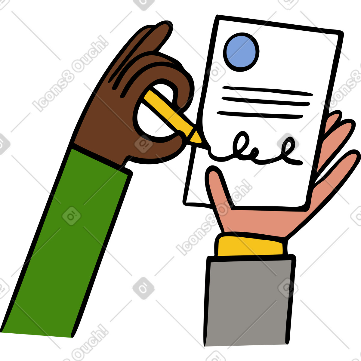 下载 Comic 风格的 签署文件 插画，支持 PNG、SVG 格式