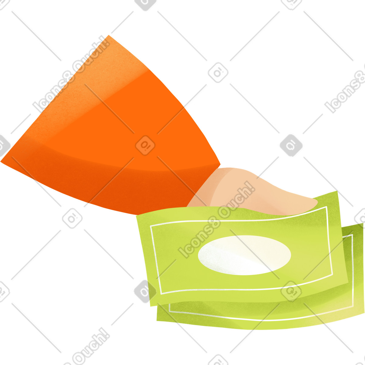 Hand with two banknotes of money-Illustration im Shine-Stil als Download in PNG, SVG