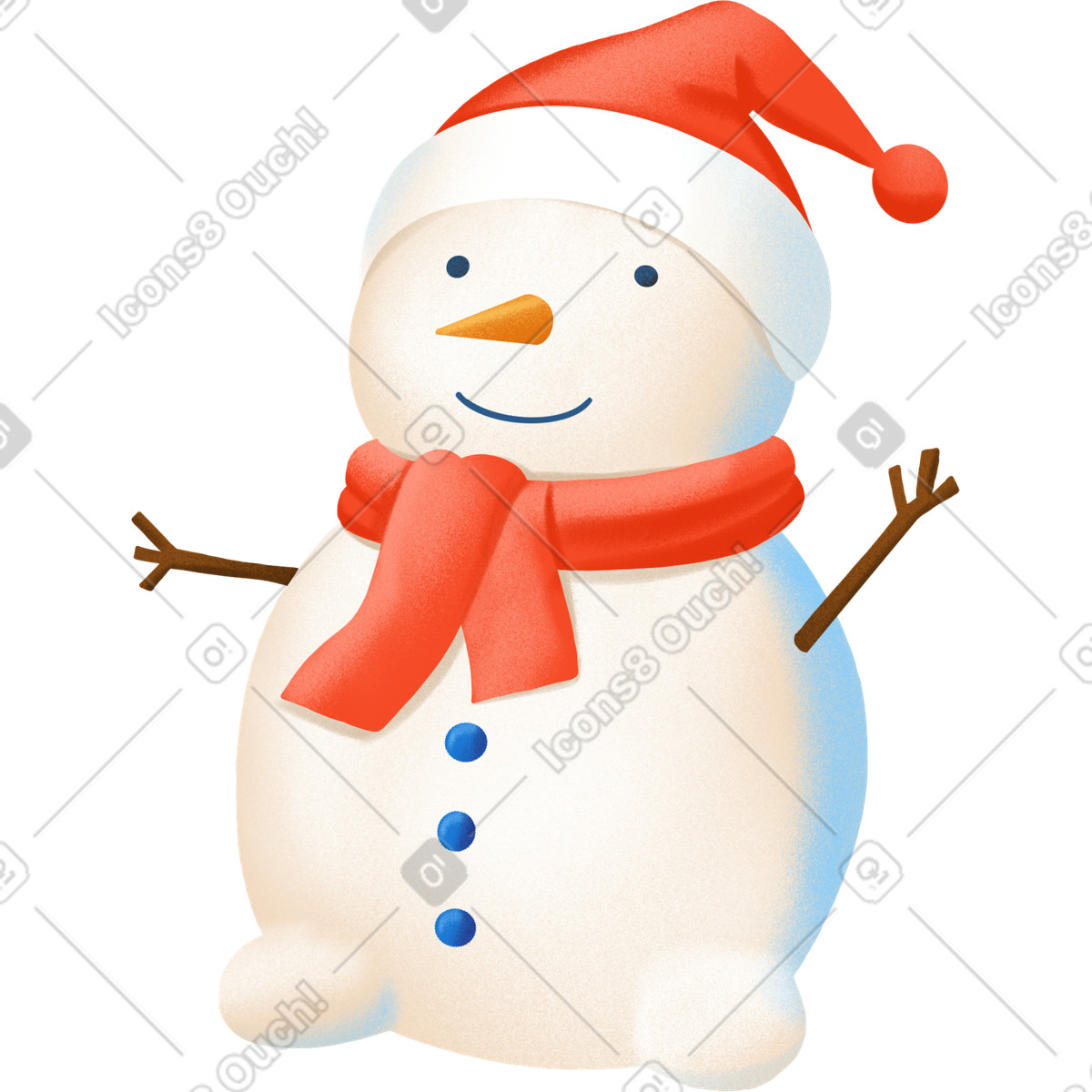 Christmas snowman in red hat and scarf illustration Gleam style download PNG, SVG