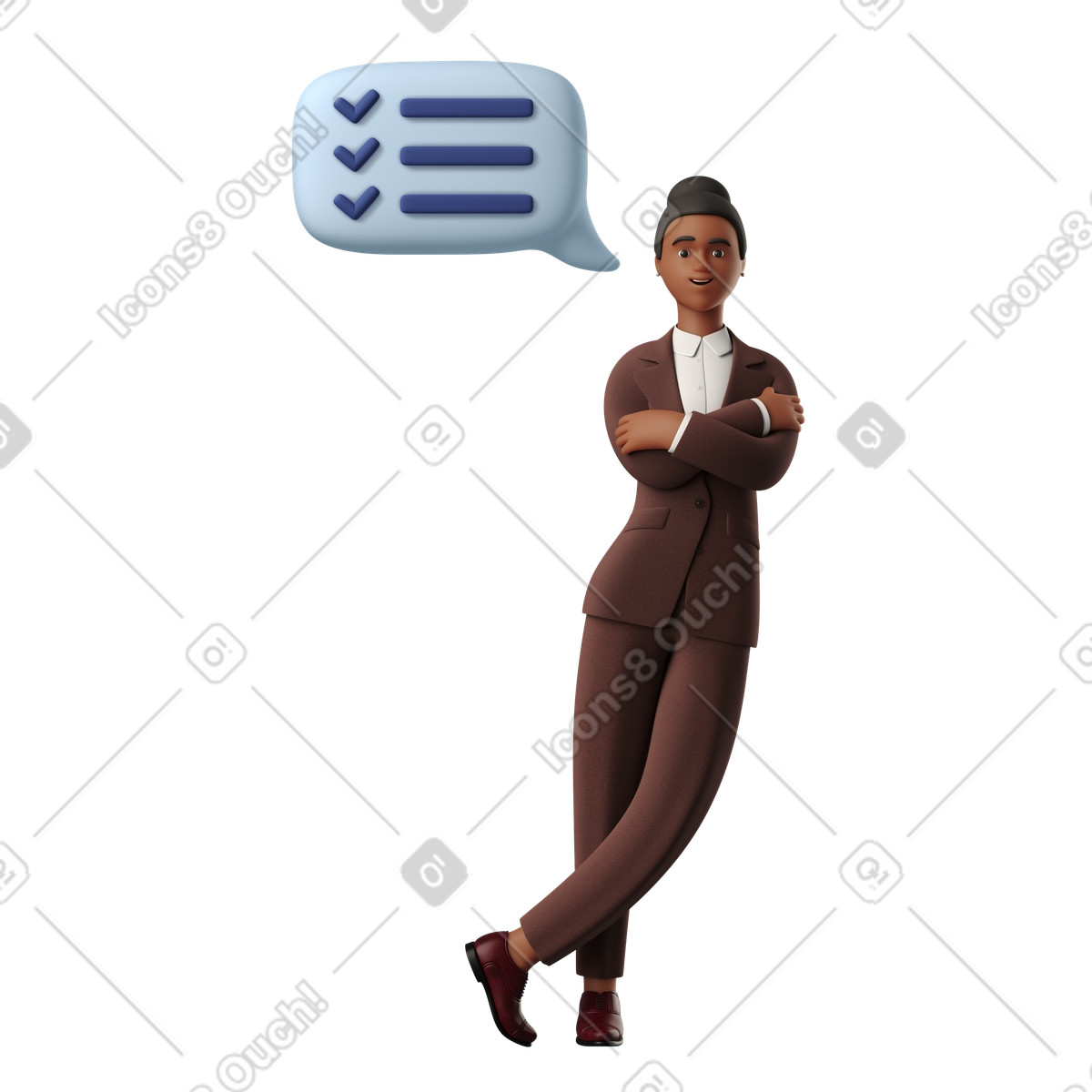 3D Business スタイルの すべてのタスクが壁に寄りかかって行われた実業家 のイラストをPNG、SVG形式でダウンロード
