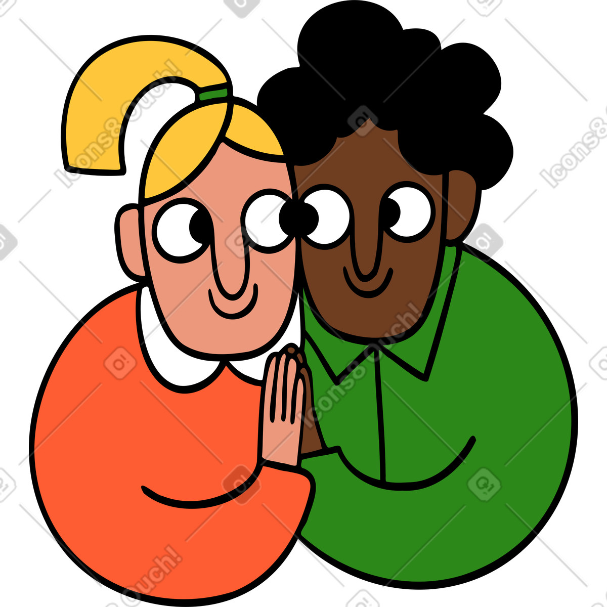 Two people hugging illustration clipart image about affection in PNG SVG GIF