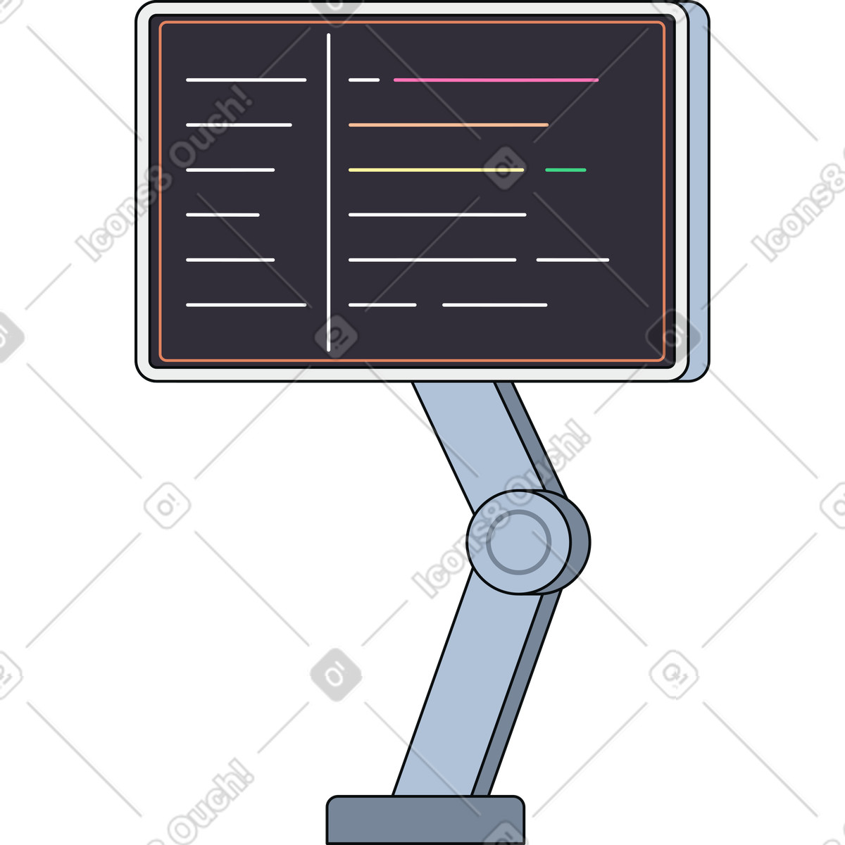 Ilustración Monitor sobre un soporte móvil en estilo Teko a descargar en PNG y SVG