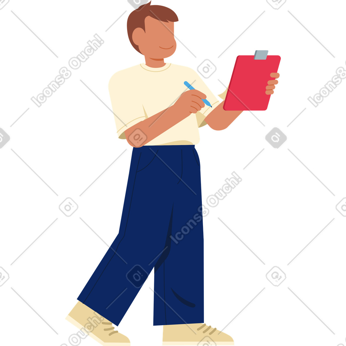 Catchy スタイルの クリップボードに何かを書き込む男性 のイラストをPNG、SVG形式でダウンロード