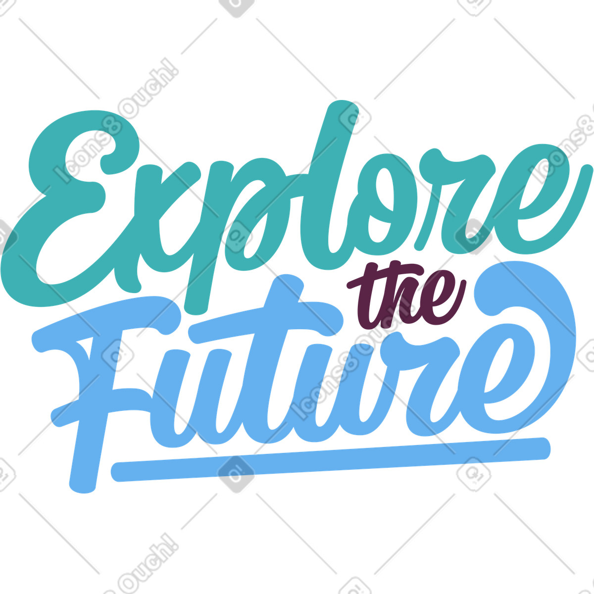 Ilustração de Lettering explore the future em no estilo Sammy para baixar em PNG, SVG