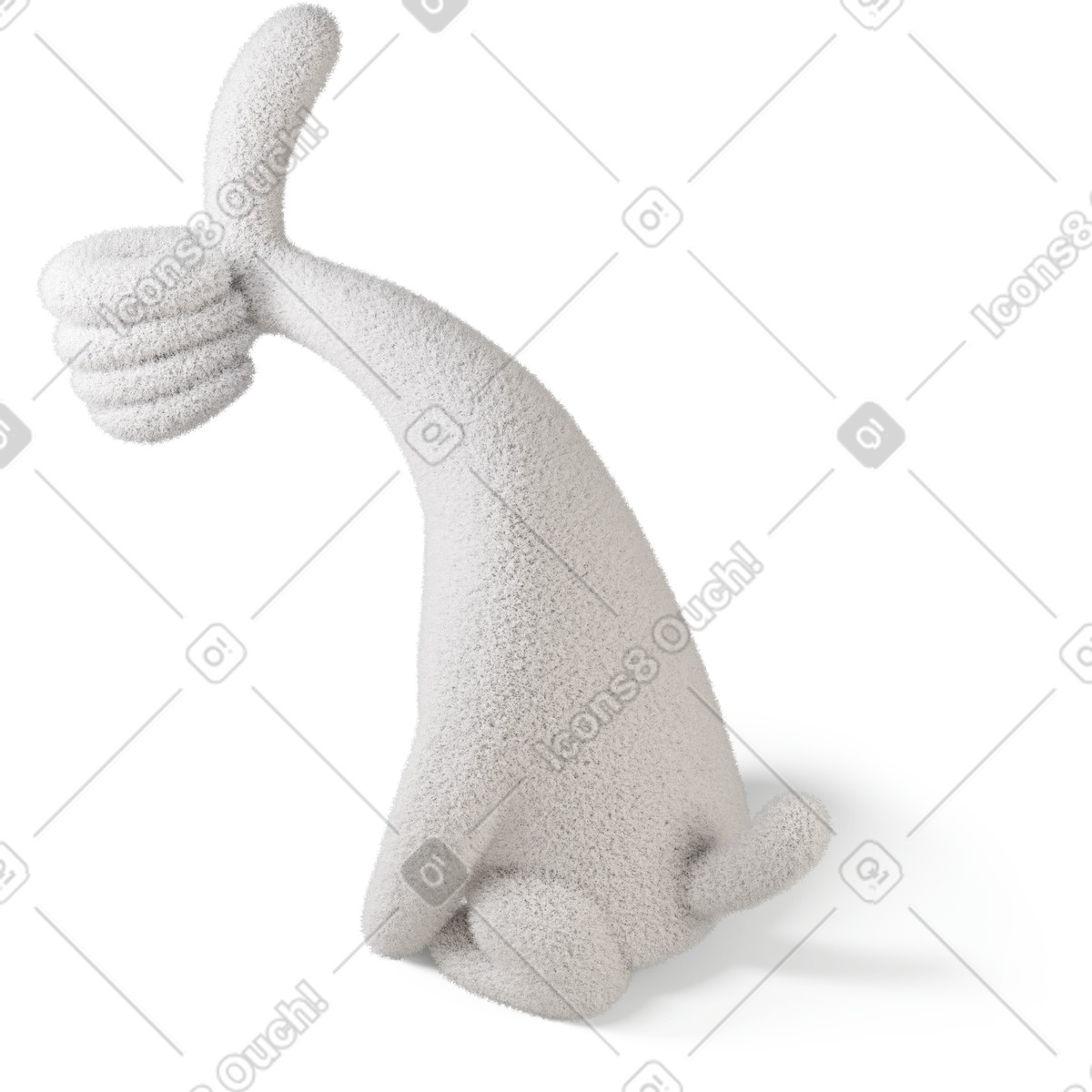 Three-quarter back view of a body showing thumb up to the left illustration in 3D Buddy style download in PNG, SVG