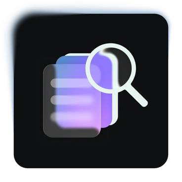A magnifying glass over stacked documents - Void style illustration