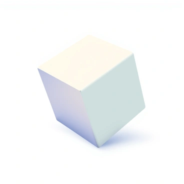 A single 3D cube floating in a minimalistic white space