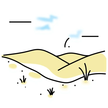 A rabbit's foot, depicted as an ethereal mirage, hovering above the hot sand in a vast and empty desert landscape. The surrounding sand dunes ripple gently under the glaring sun, their golden hues shifting in the light. Sparse tufts of dried grass are scattered throughout the scene, barely visible against the expanse of sand. The sky above is clear with a few wispy clouds, creating a stark contrast to the shimmering illusion of the rabbit's foot.