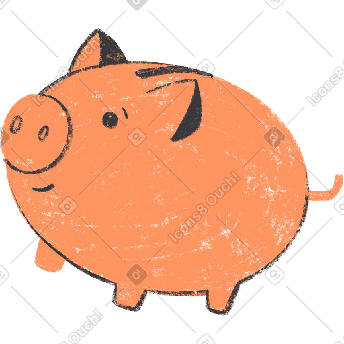 Illustration Tirelire orange dans le style Chalky à télécharger aux formats PNG, SVG