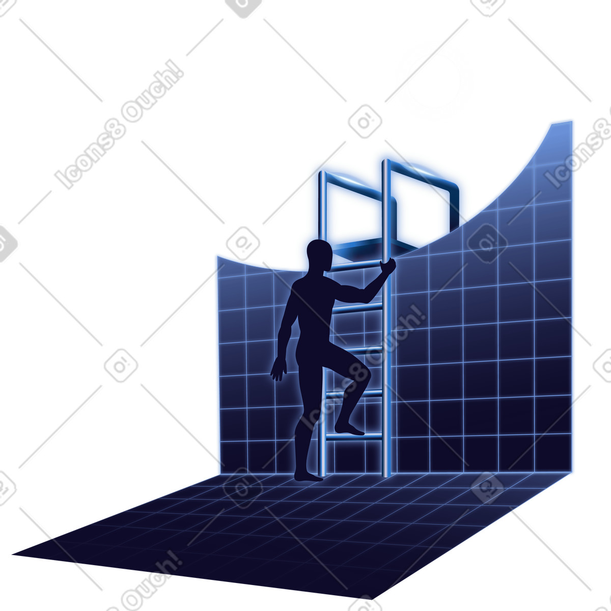 Climbing ladder in tiled pool, access safety and facility illustration Dimension style download PNG, SVG