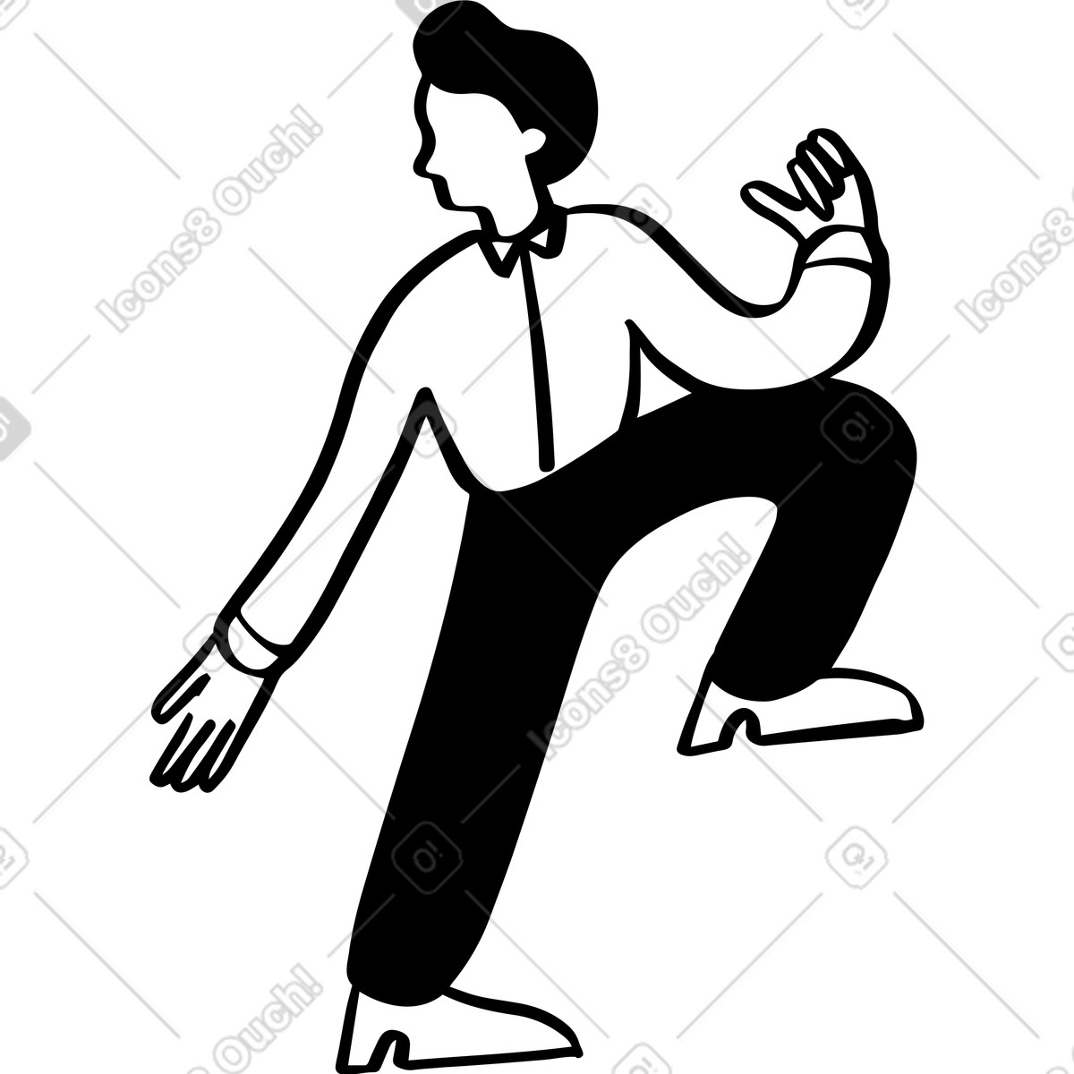 Uomo che sale le scale illustrazione in stile Journal scarica in PNG, SVG