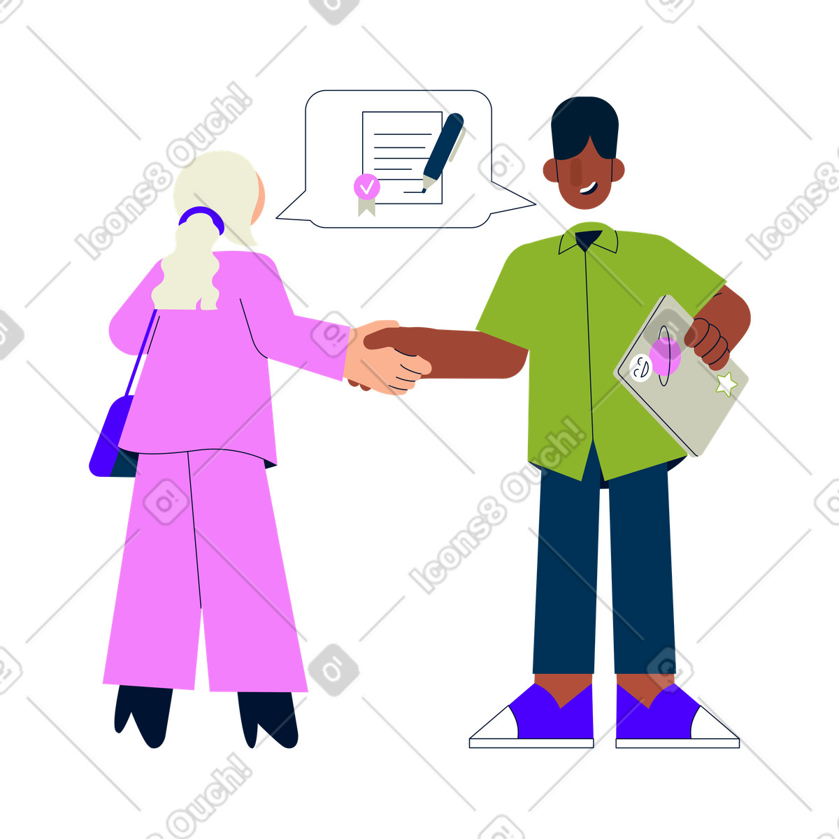 Illustration Négociations commerciales et conclusion d'un accord dans le style Cubes à télécharger aux formats PNG, SVG