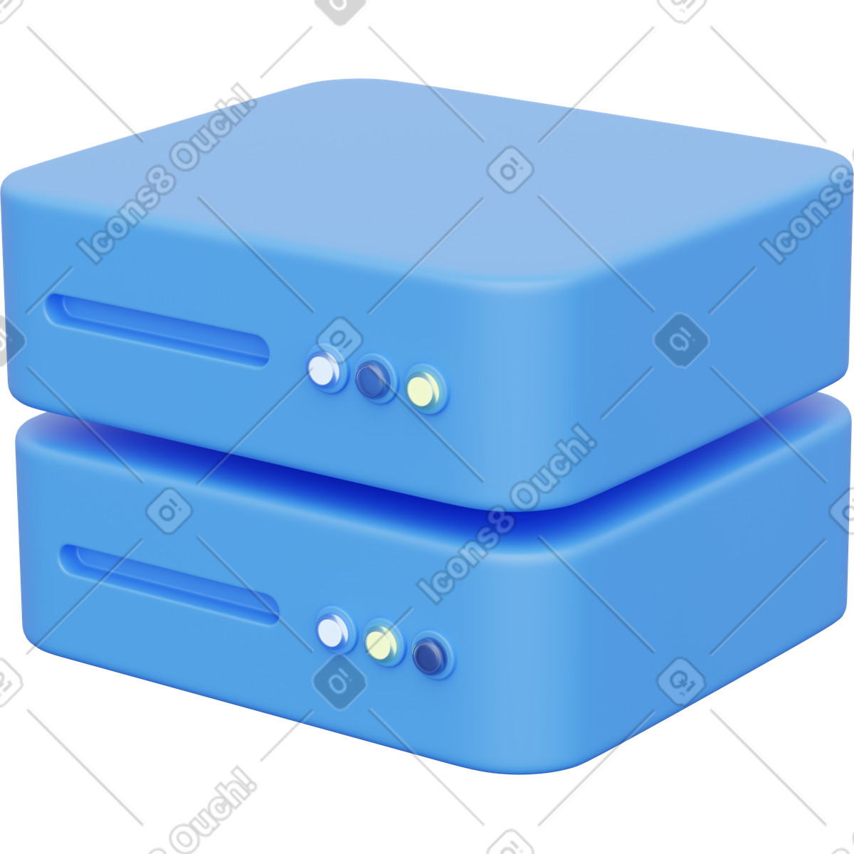 Server stack representing data center hardware for network storage solutions-Illustration im 3D Playful-Stil als Download in PNG, SVG