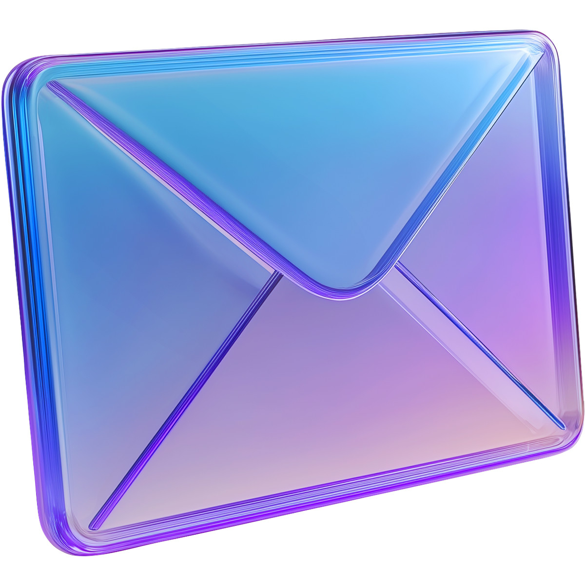 Mail envelope symbol, gradient glass object, purple blue color scheme illustration in Vitrum style download in PNG, SVG