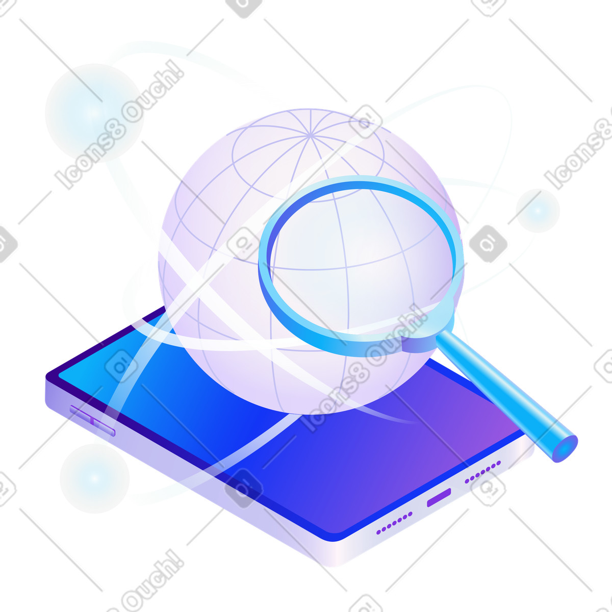 下载 Hi-tech 风格的 用于在互联网上搜索信息的设备 插画，支持 PNG、SVG 格式