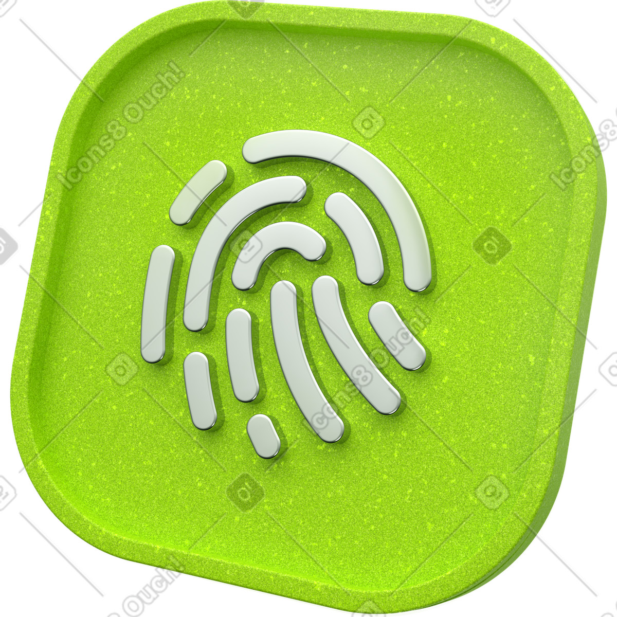 Icona dell'impronta digitale verde 3d, pulsante di scansione biometrica, simbolo touch id illustrazione in stile 3D Enterprise scarica in PNG, SVG