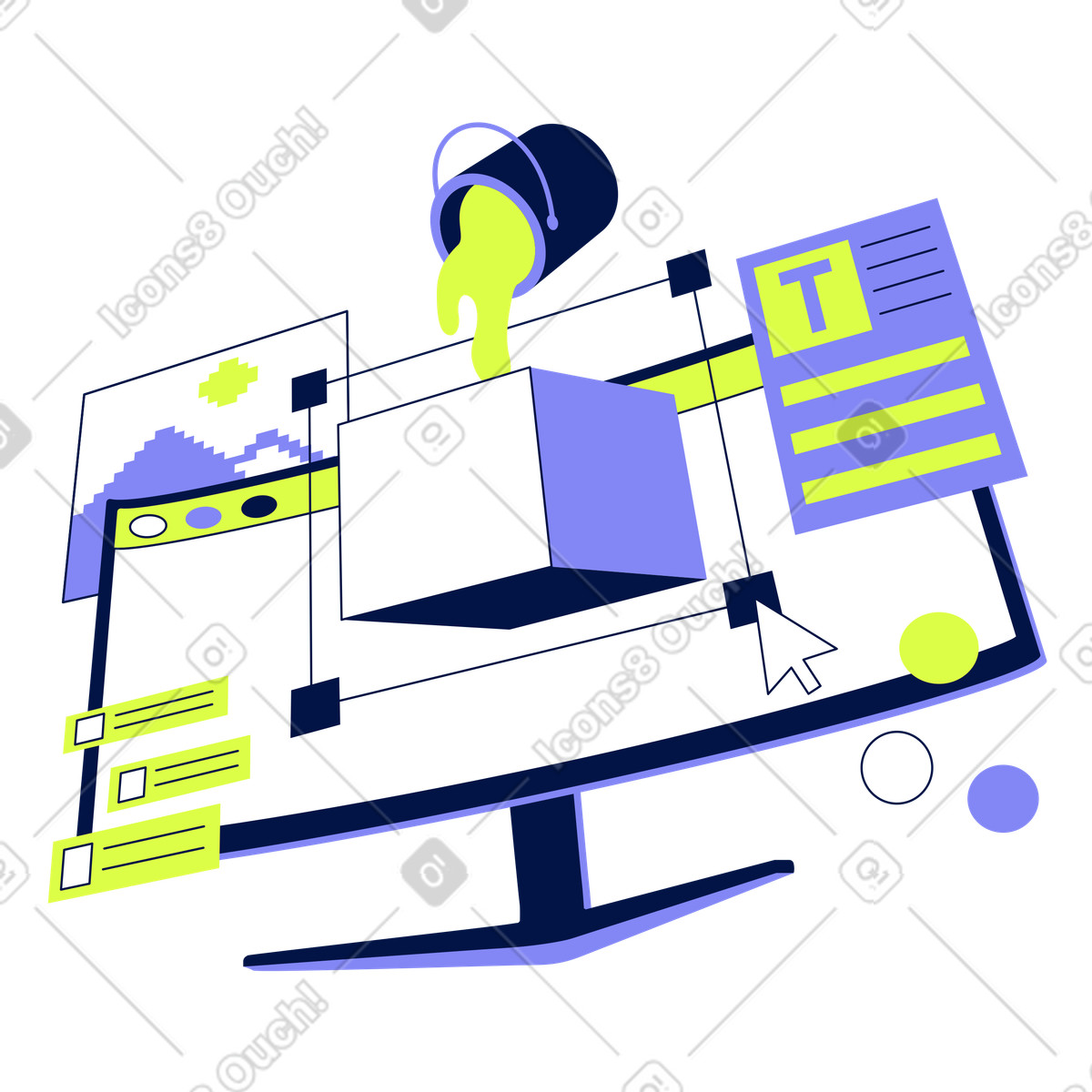 Monitorare con progetto di design 3d illustrazione in stile Glow scarica in PNG, SVG