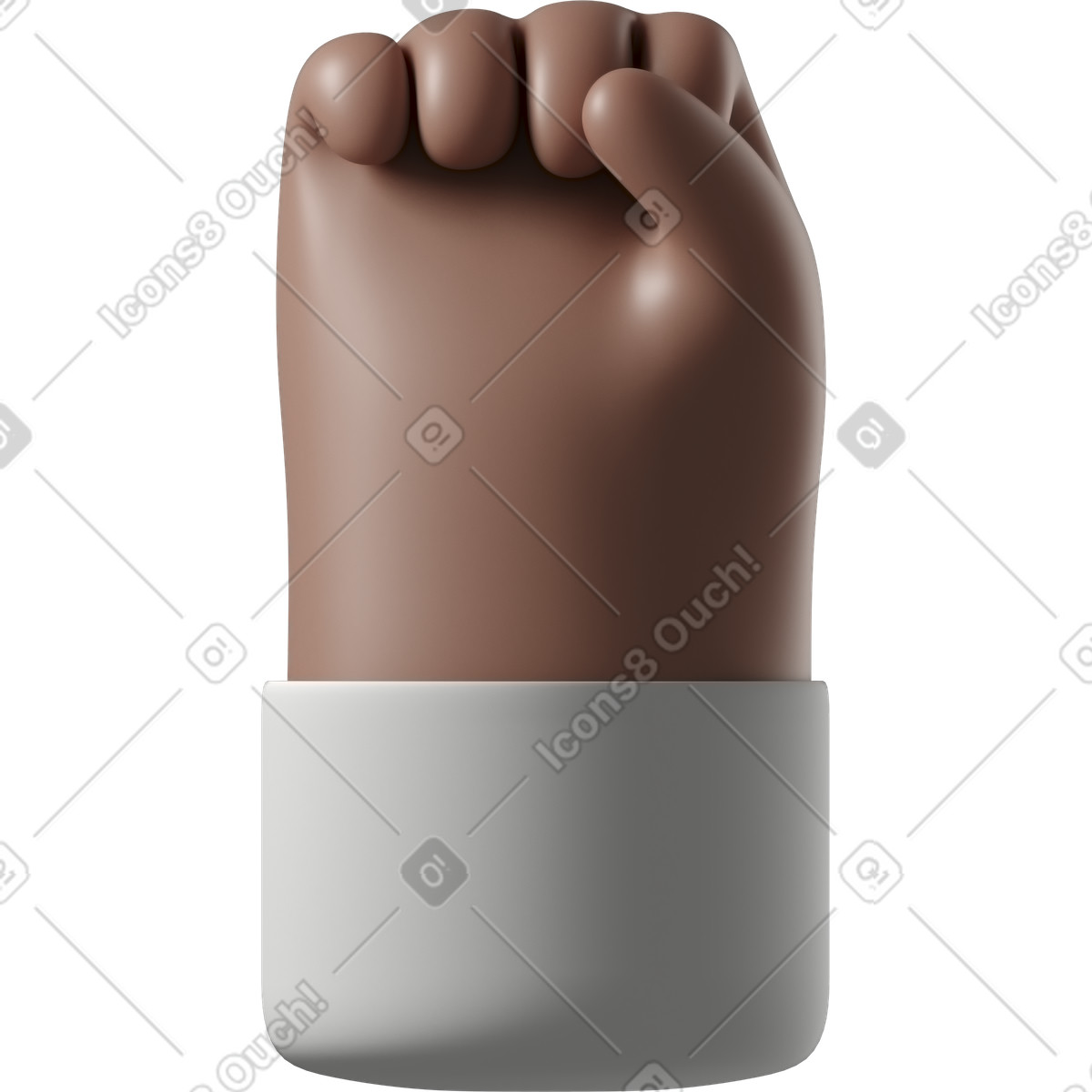 Ilustración Puño levantado de una mano piel marrón en estilo 3D Hands Fun&Wild a descargar en PNG y SVG