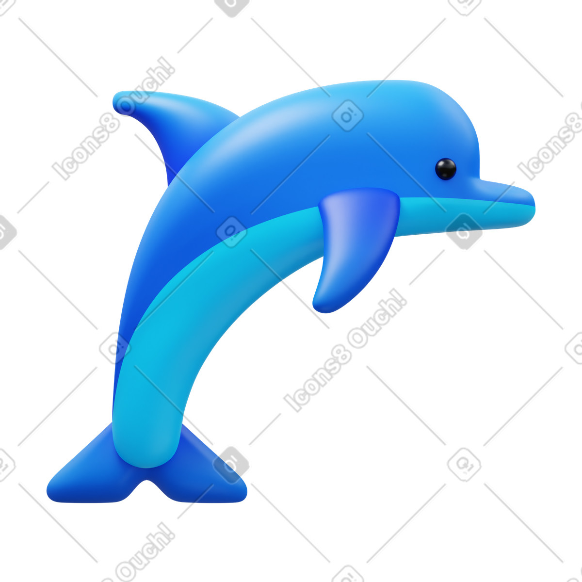Dolphin illustration in 3D Fluency style download in PNG, SVG