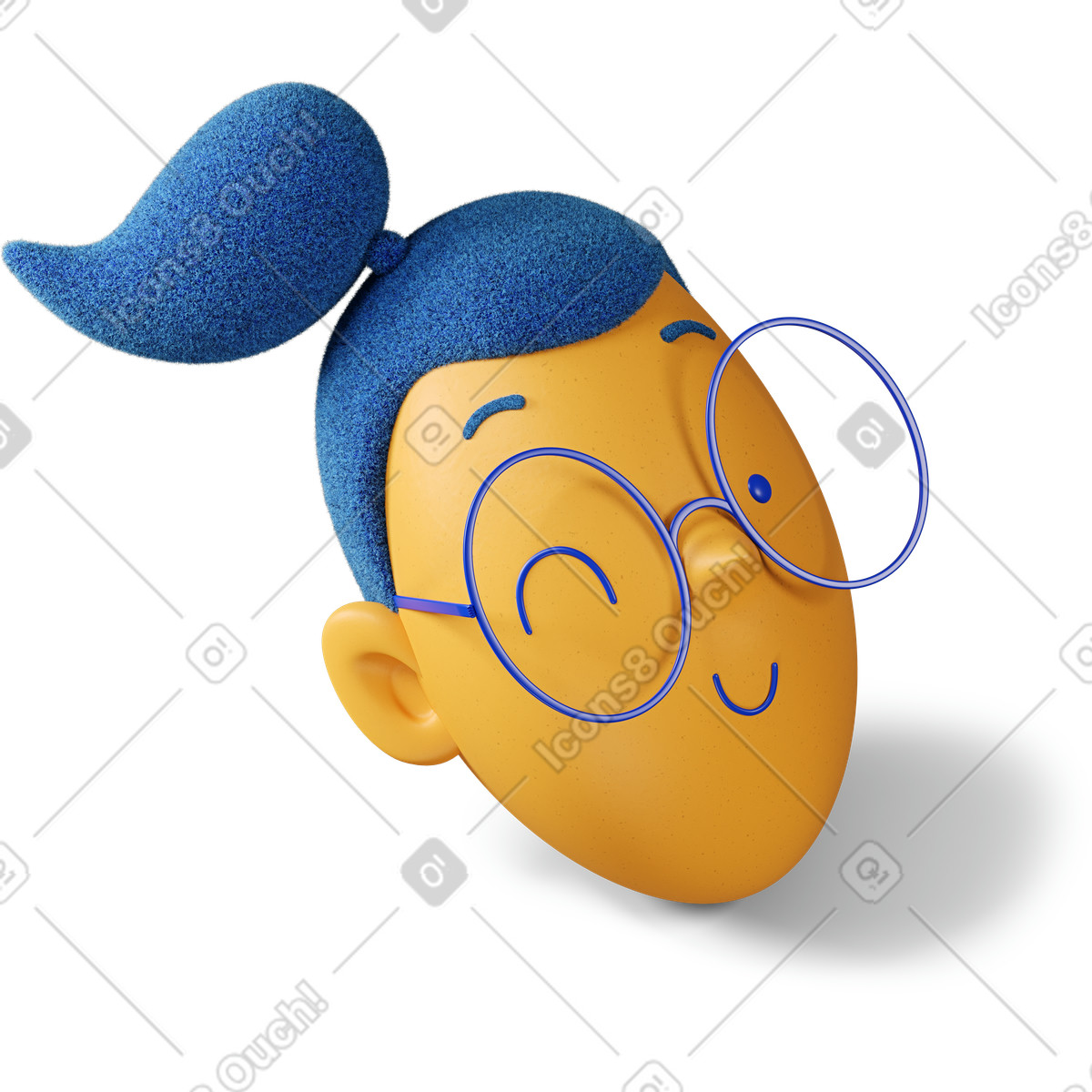 Illustration La tête de fille qui fait un clin d'œil s'est tournée vers droite dans le style 3D Buddy à télécharger aux formats PNG, SVG