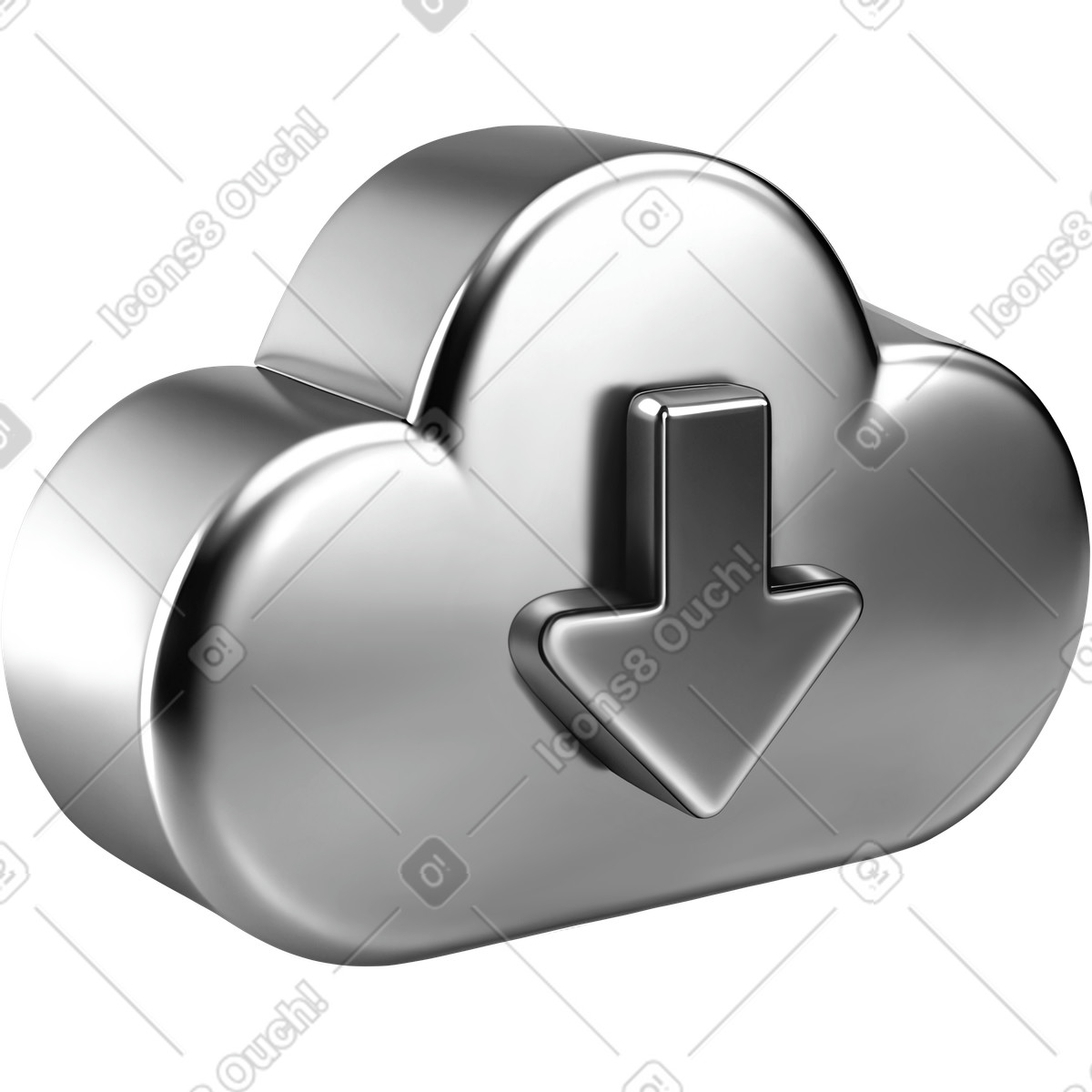 Illustration Download silver cloud with arrow dans le style Chromed à télécharger aux formats PNG, SVG