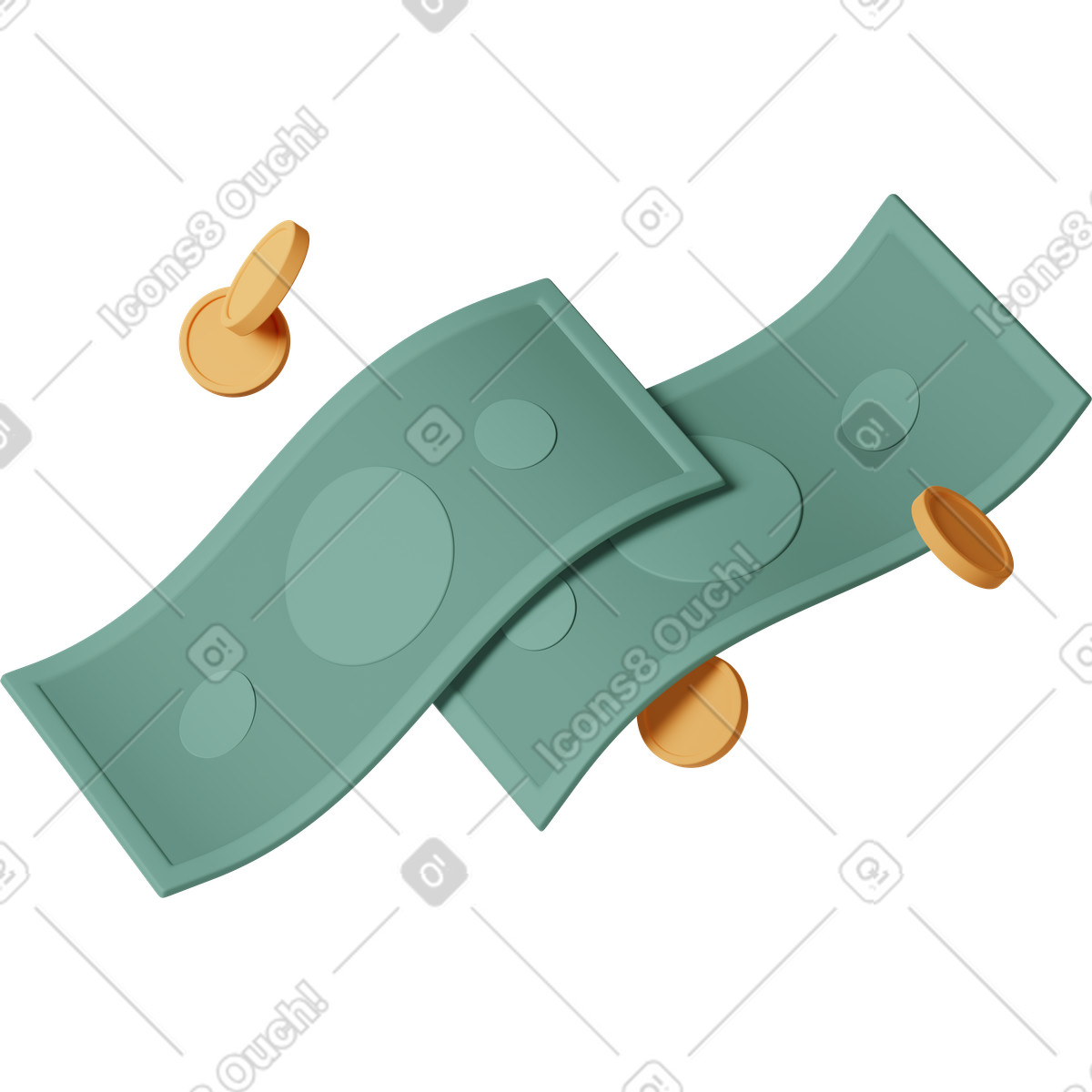 Coins and banknotes flying in the air illustration in PNG, SVG