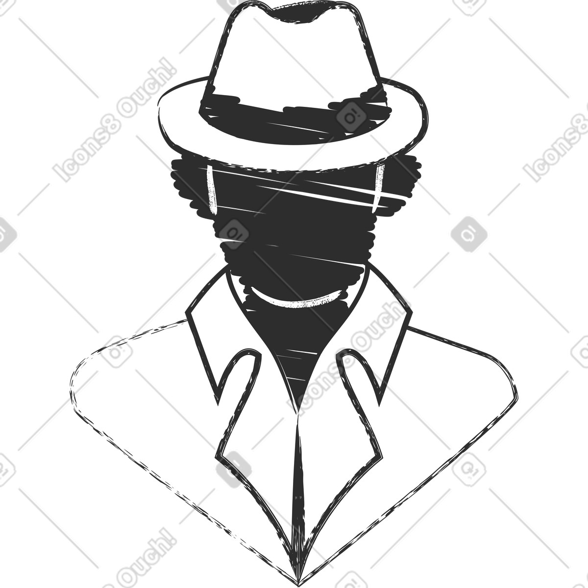 Inkognito-charakter ohne gesicht-Illustration im Graphite-Stil als Download in PNG, SVG