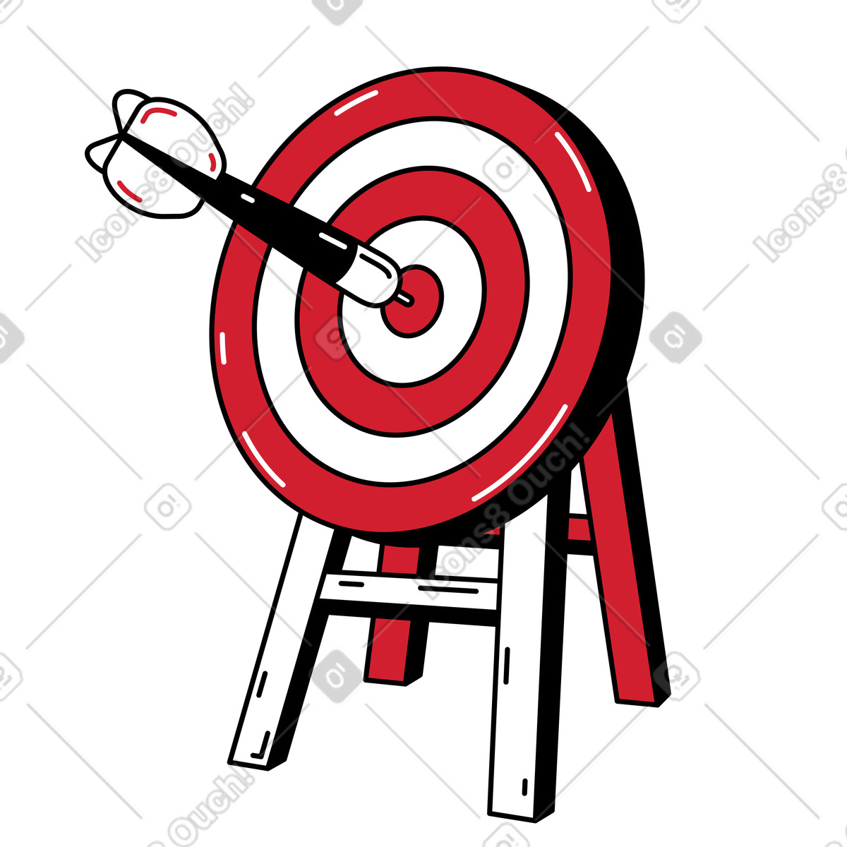 Illustration Publicité ciblée et cible sur stand avec fléchette au centre dans le style Ruby à télécharger aux formats PNG, SVG