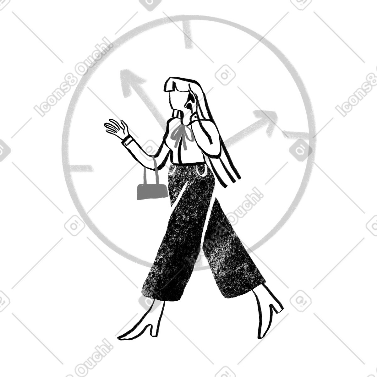 Company スタイルの 黒と白の女性の時間管理 のイラストをPNG、SVG形式でダウンロード