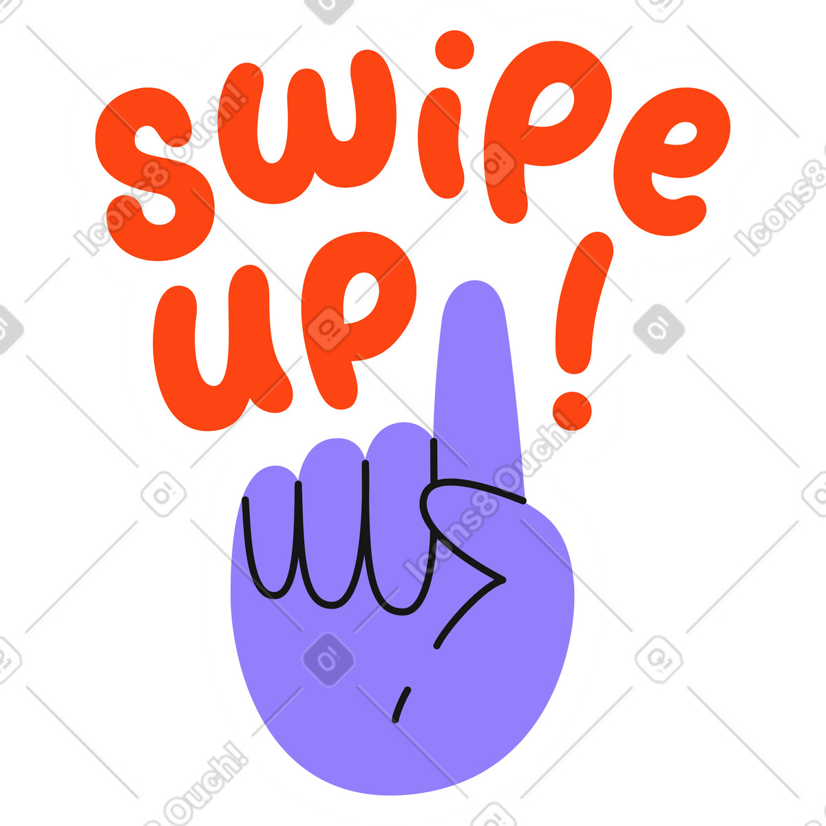 Ilustração animada de Mão e letras deslize o adesivo em GIF, Lottie (JSON), AE