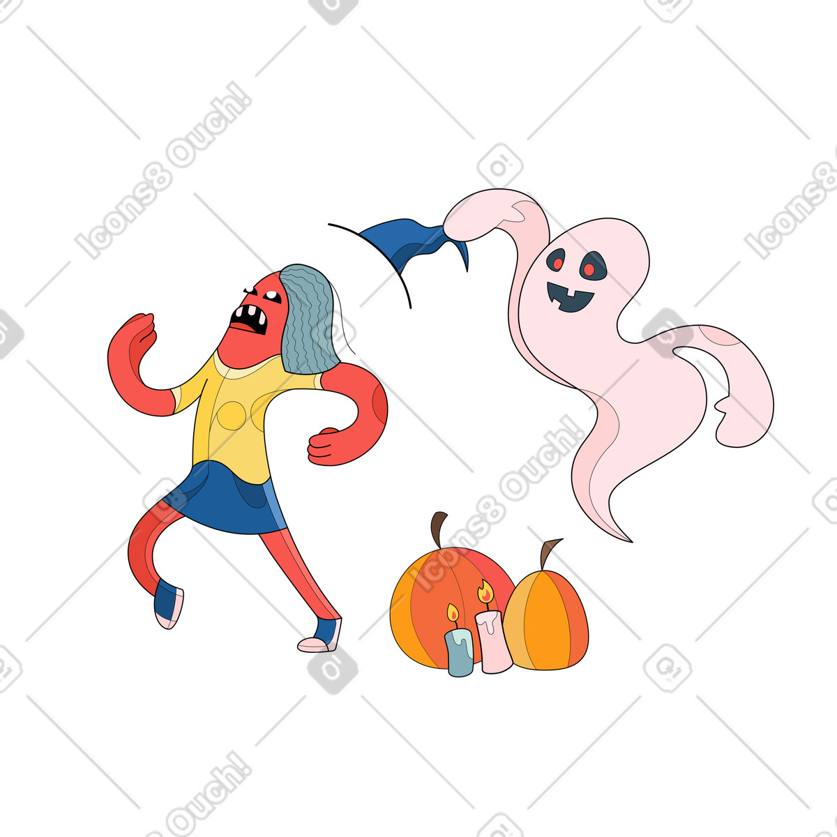 Angst vor geistern-Illustration im Surr-Stil als Download in PNG, SVG