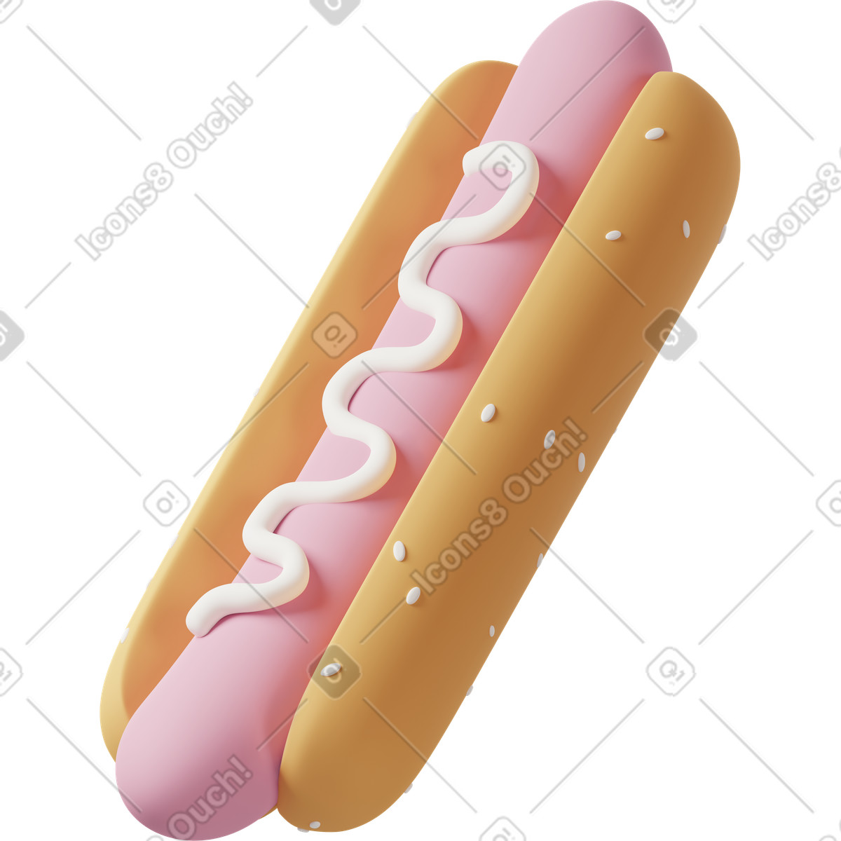 3D Casual life 스타일의 Hot dog 일러스트레이션 PNG, SVG 다운로드