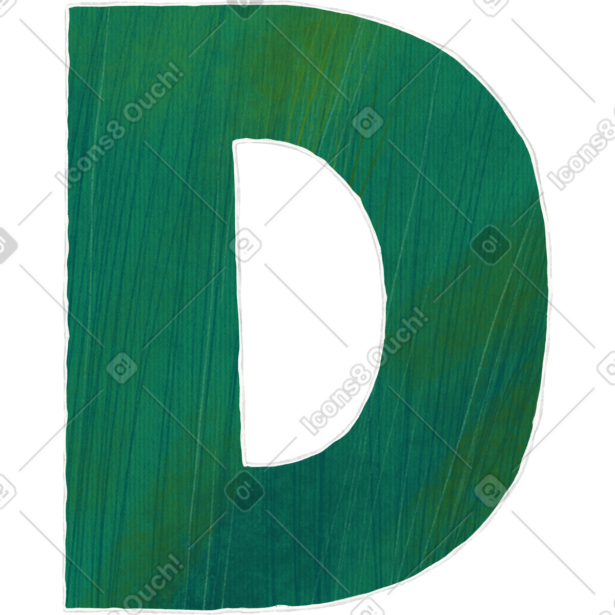 Large green letter d illustration in Crafty style download in PNG, SVG