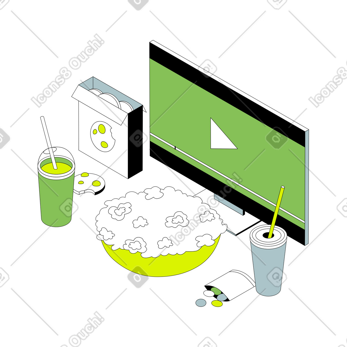 Ilustração de Relaxando enquanto assiste a um filme em no estilo Isometric para baixar em PNG, SVG