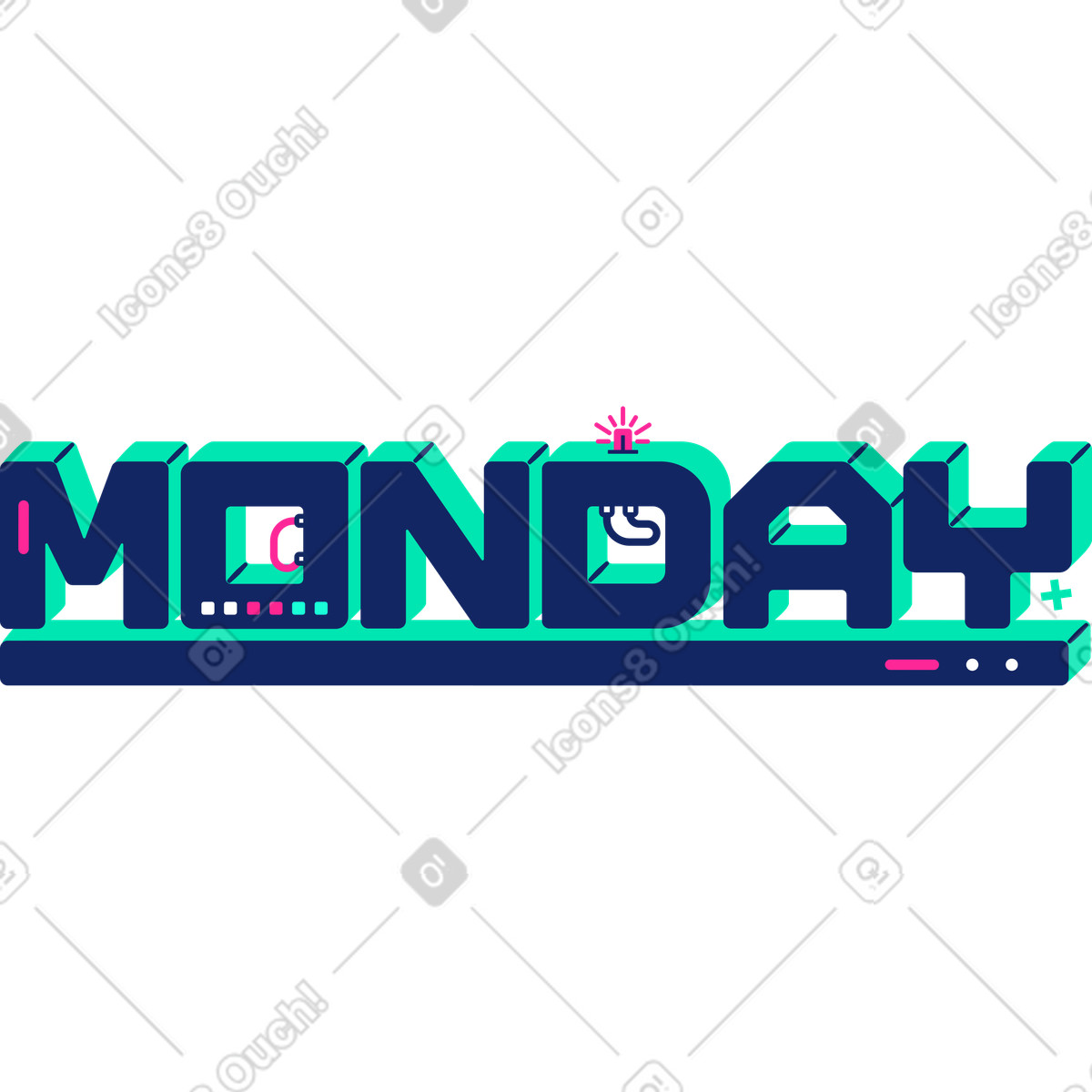 Ilustración Lunes en estilo Cyborg a descargar en PNG y SVG