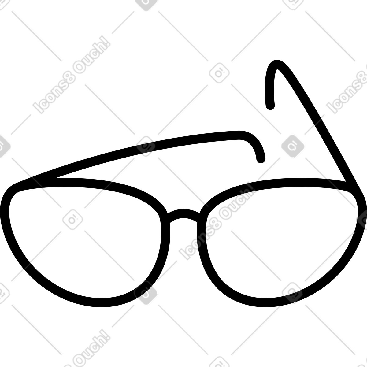 Иллюстрация Sunglasses silhouette with large oval lenses and thick frame в стиле Notion Line Art — скачать в форматах PNG, SVG