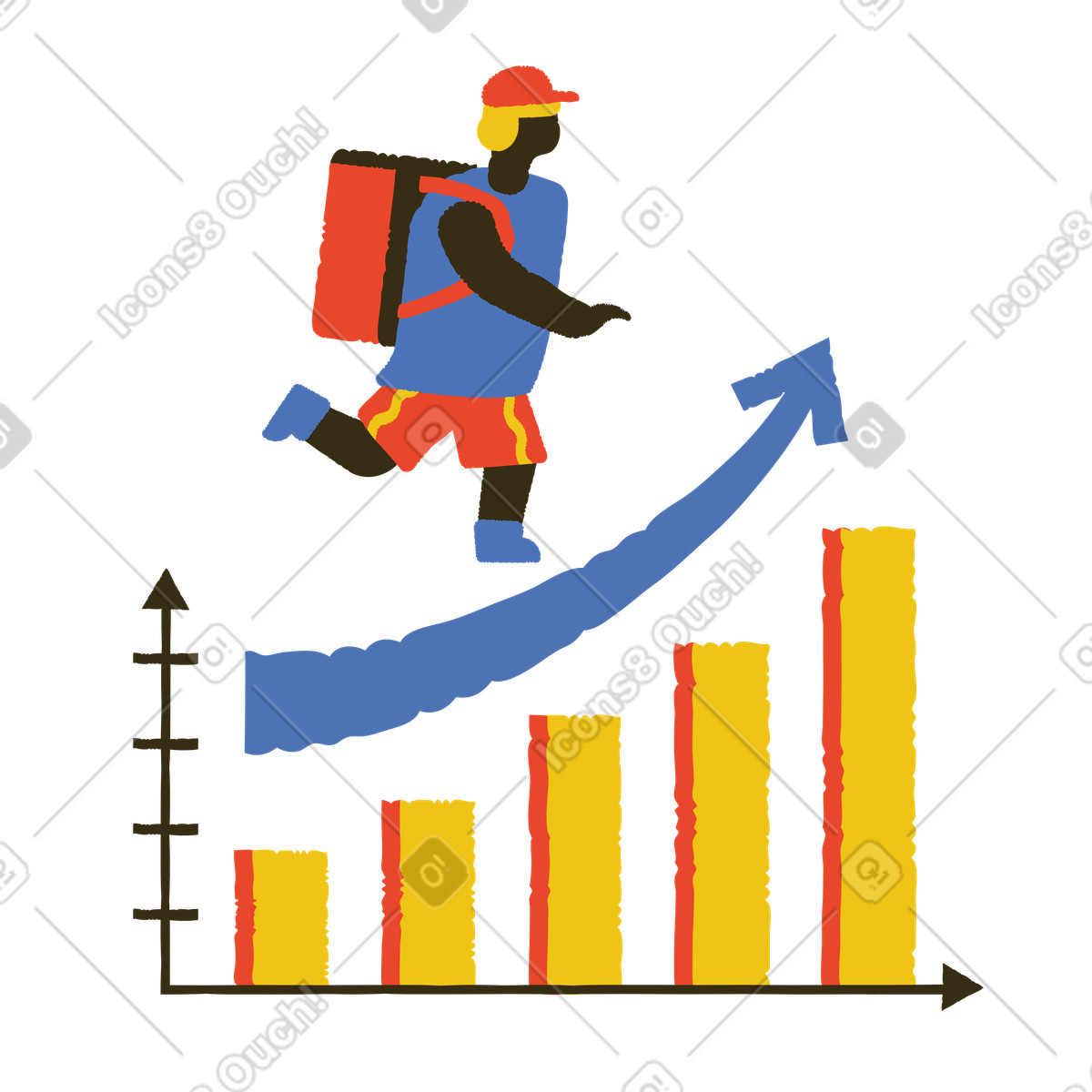 Profit growth in the delivery segment illustration Bermuda style download PNG, SVG