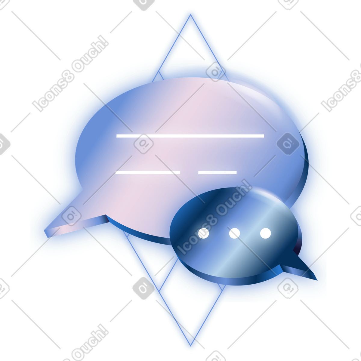 Speech bubbles with text lines and typing indicator, online communication live chat support illustration in Dimension style download in PNG, SVG