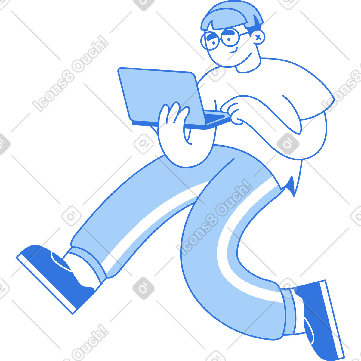 Ilustración Hombre con laptop en estilo Sky a descargar en PNG y SVG