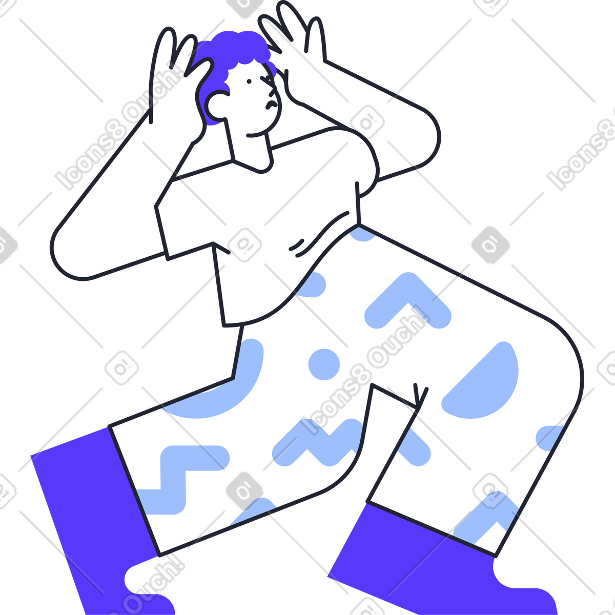 下载 Pablita 风格的 Shocked man with hands on his head 插画，支持 PNG、SVG 格式