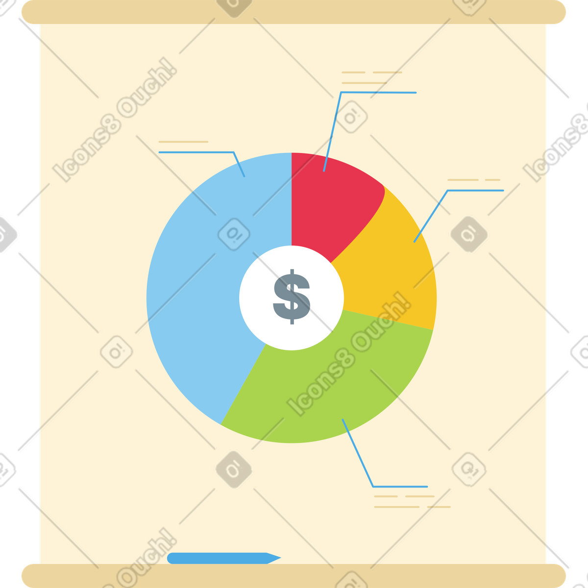 Stand con tabella delle vendite illustrazione in stile Catchy scarica in PNG, SVG