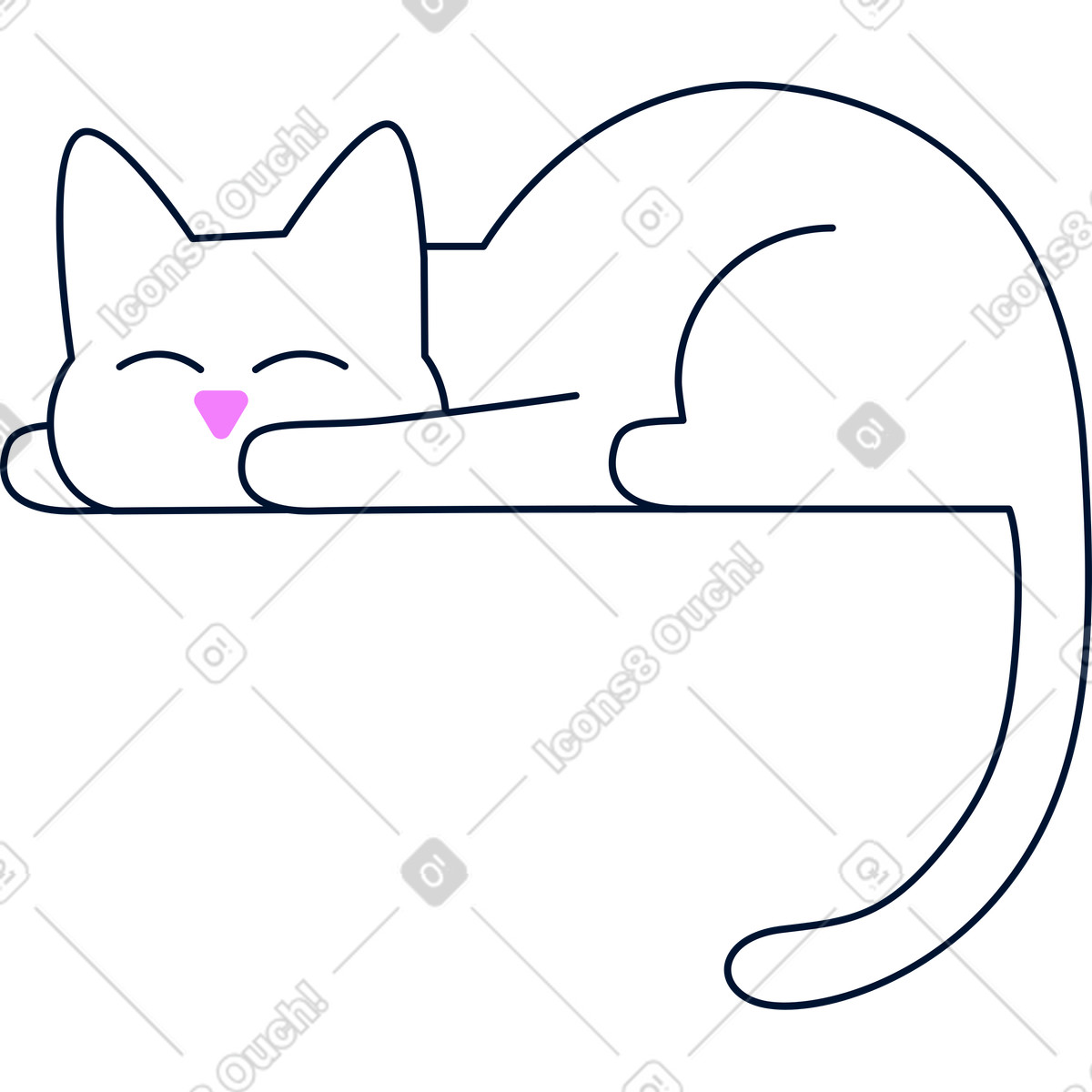 Schlafende katze-Illustration im Cubes-Stil als Download in PNG, SVG